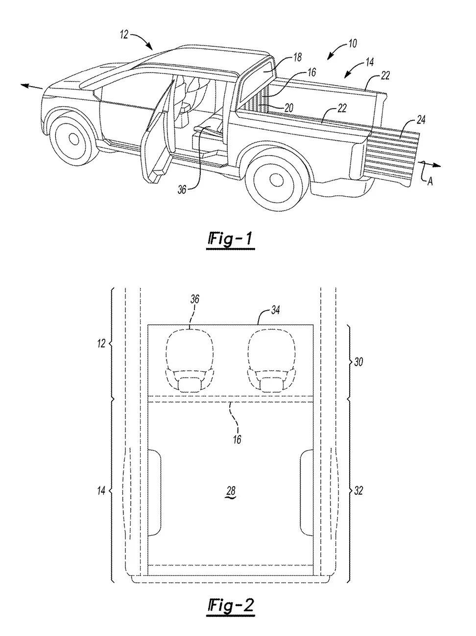 Ford Maverick EV Pickup Ranchero EV pickup design & passthrough potential preview in patent images anchero EV pickup design & passthrough 6