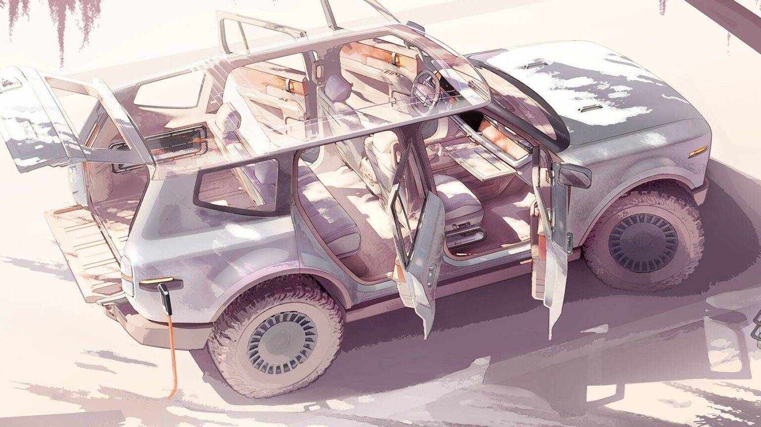 Ford Maverick EV Pickup Official: Scout EV Pickup & SUV debut w/ Gas Range Extender, 4x4, BOF, Lockers, Sway Bar Disconnect -- All Specs, Wallpapers, Video scout-traveler-sketches-2-1-1536x863-jpg-