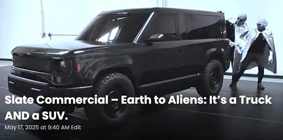 Ford Maverick EV Pickup SLATE Truck revealed as modular SUV & Pickup. Priced under $20K after incentive slate-truck-suv-gloss-black-wrap-580-jpg